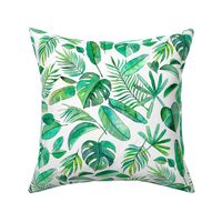 Emerald Tropical Leaf Scatter on White - large