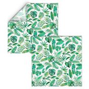 Emerald Tropical Leaf Scatter on White - large