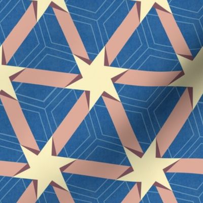Peach and Blue Stars and Triangles