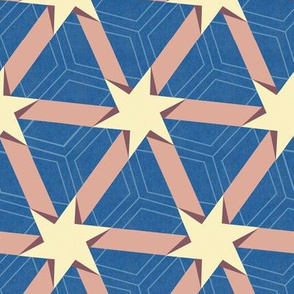 Peach and Blue Stars and Triangles