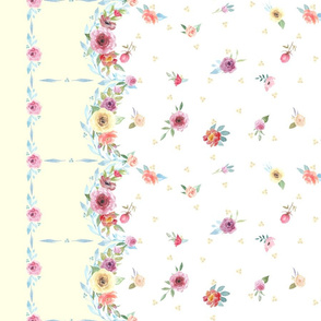 French Country - Flowers , Dots and Yellow Border