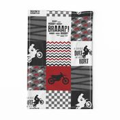 Motocross//A little dirt never hurt - Red - Wholecloth Cheater Quilt