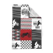 Motocross//A little dirt never hurt - Red - Wholecloth Cheater Quilt