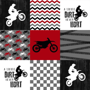 Motocross//A little dirt never hurt - Red - Wholecloth Cheater Quilt
