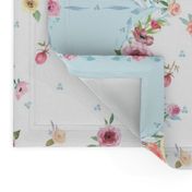 French Country - Floral, Dots and Blue Border