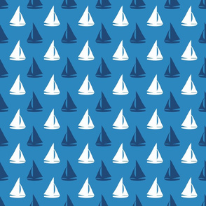 Blue & White Sailboats on Blue