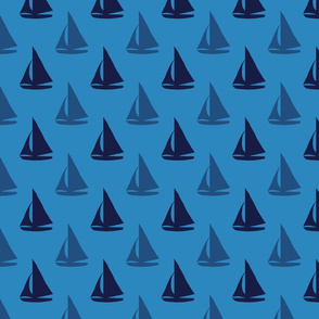 Little Blue Sailboats on Blue