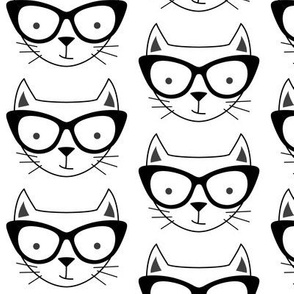 hipster cat face with black glasses