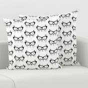 hipster cat face with black glasses no outline