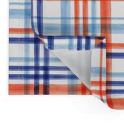 watercolor plaid multi colored - orange and blue