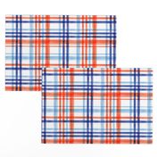 watercolor plaid multi colored - orange and blue