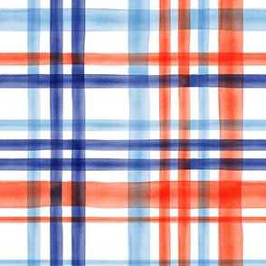 watercolor plaid multi colored - orange and blue