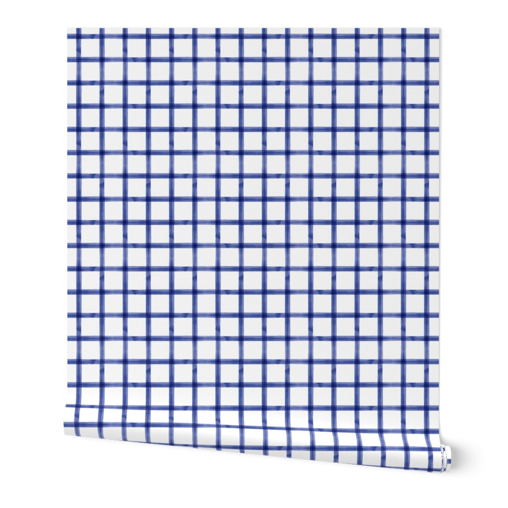 watercolor window pane plaid || Seaver blue