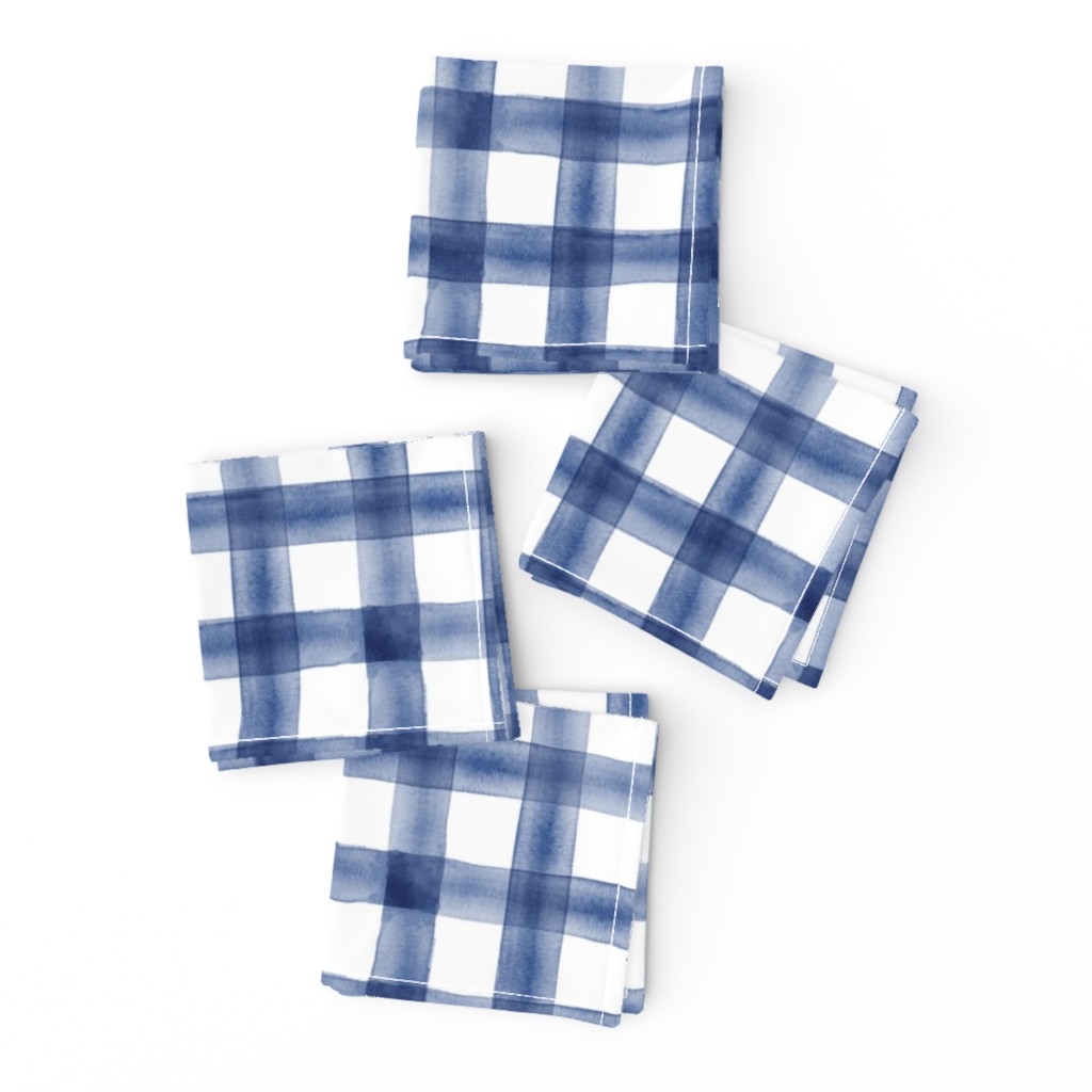 watercolor buffalo plaid || Seaver blue