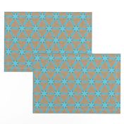 Aqua Blue and Beige Stars and Triangles