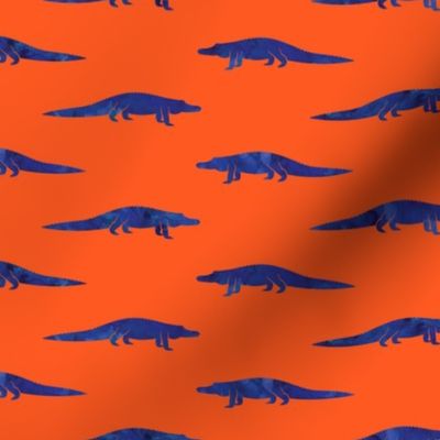 alligators - blue on orange