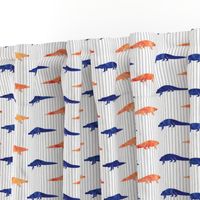 alligators - blue and orange on stripes