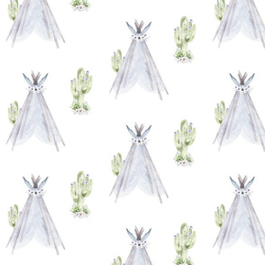 SIlver Blue Cactus and Tents