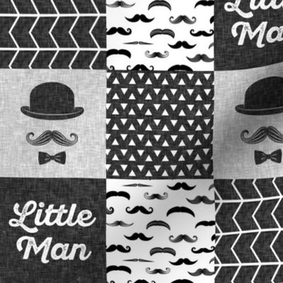 (3" small scale) Little Man Wholecloth - Monochrome 