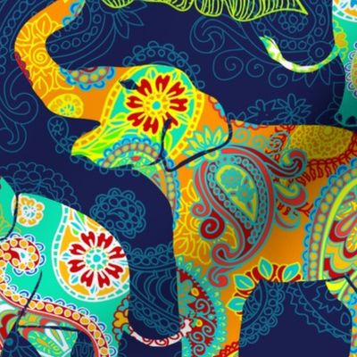  Asian Elephant Paisley Raindrops