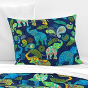  Asian Elephant Paisley Raindrops