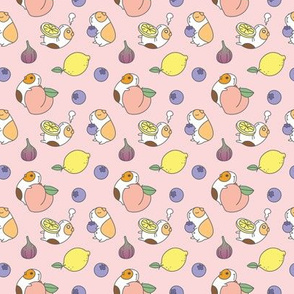 Guinea pigs and fruits pattern, pink