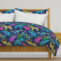 Asian Elephants Bright Paisley