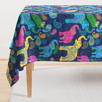 Asian Elephants Bright Paisley