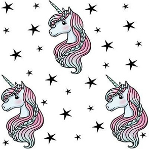 unicorn- white & black stars - MEDIUM