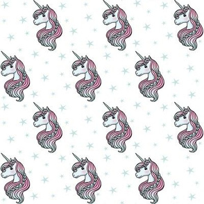 unicorn- white & light teal - SMALL