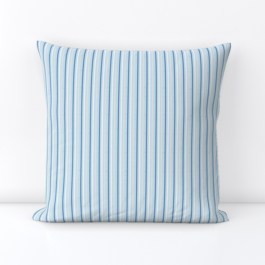 thin vertical blue and yellow stripes on textured light blue | small