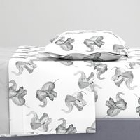 Laughing Baby Elephants on white - large print