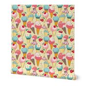 Strawberry Ice Cream Cones on yellow small