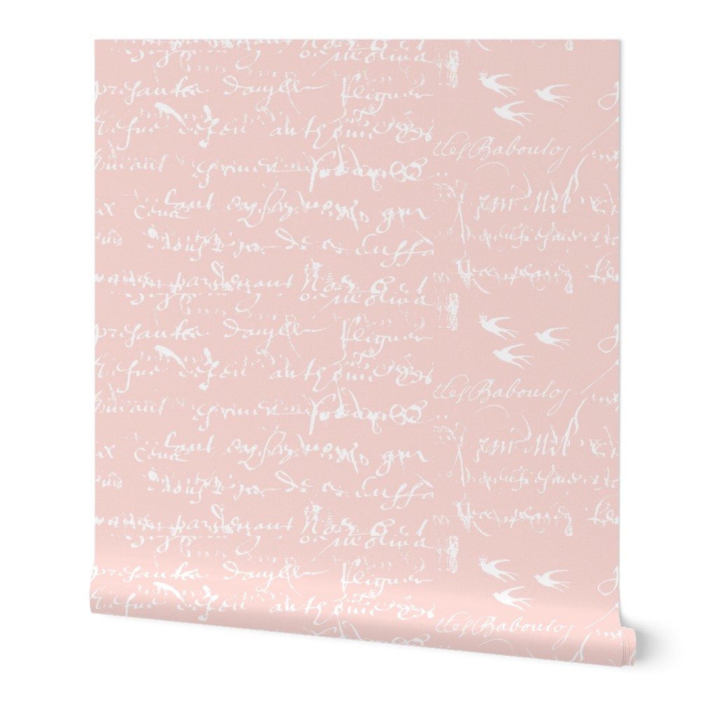 Blush and white french script