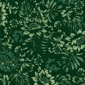 Bonita Floral - Stamped Green