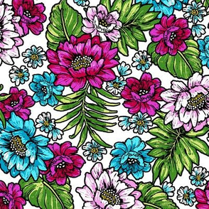 Bonita Floral - White/Fuchsia