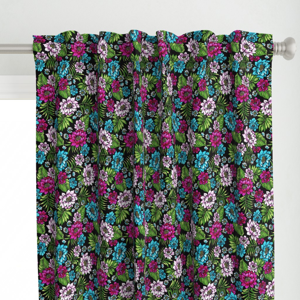 Bonita Floral - Black/Fuchsia