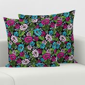 Bonita Floral - Black/Fuchsia