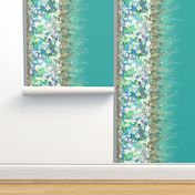 32" border custom scale white violets flowers  turquoise aqua