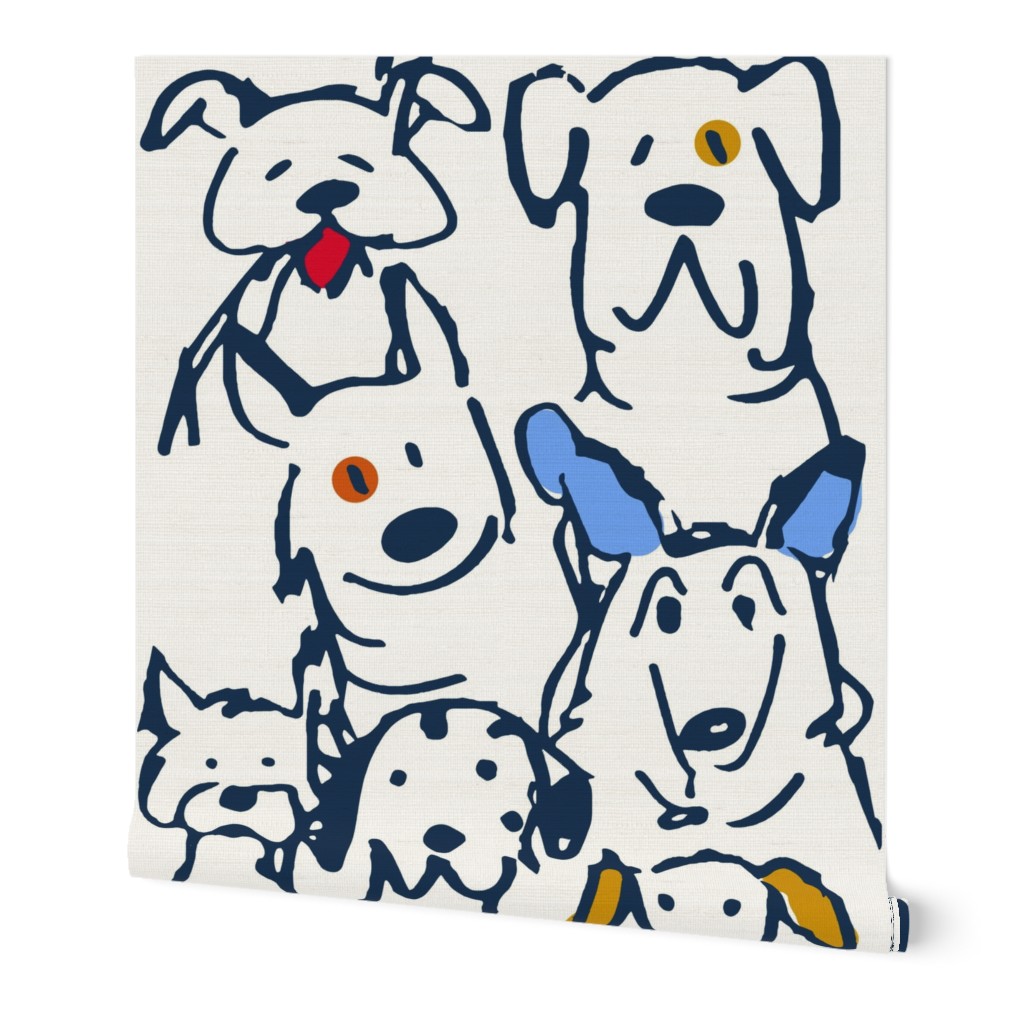 Color Pop Doodle Dogs - 24in x 48in repeat scale