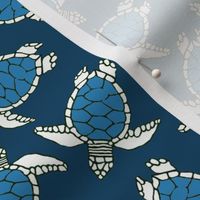 Little Blue Sea Turtles on Blue