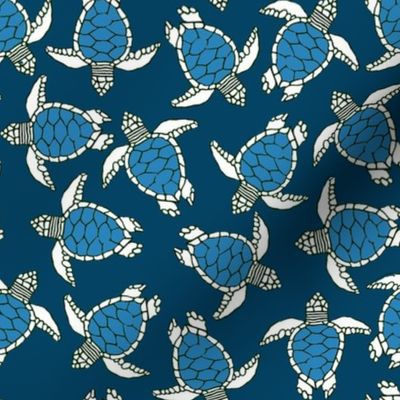 Little Blue Sea Turtles on Blue