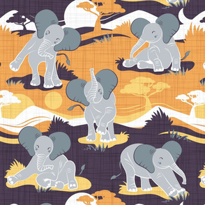 Baby African elephants joy night and day // yellow mustard 