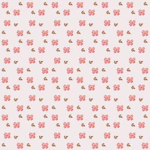 1x2-Inch Repeat of Dogwood Blossoms on Pinkish Gray Background