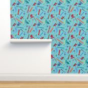 Skiers Snowboarders Turquoise Large