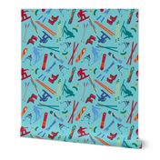 Skiers Snowboarders Turquoise Large