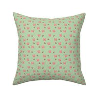 3x2-Inch Repeat of Dogwood Blossoms on Soft Pear Green