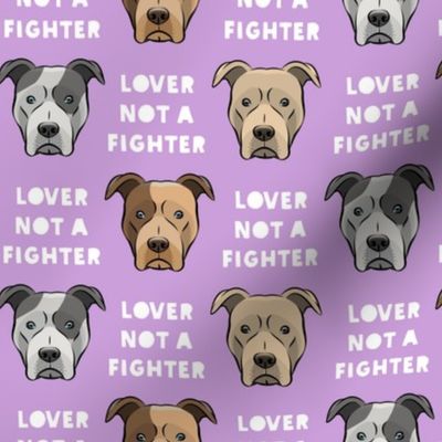 lover not a fighter - pit bull on purple