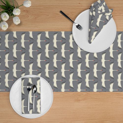 Whooping Crane Dinner Napkins - Whooping Crane Set of 2 Smoke by katerhees Endangered Species  Cloth Napkins by Spoonflower