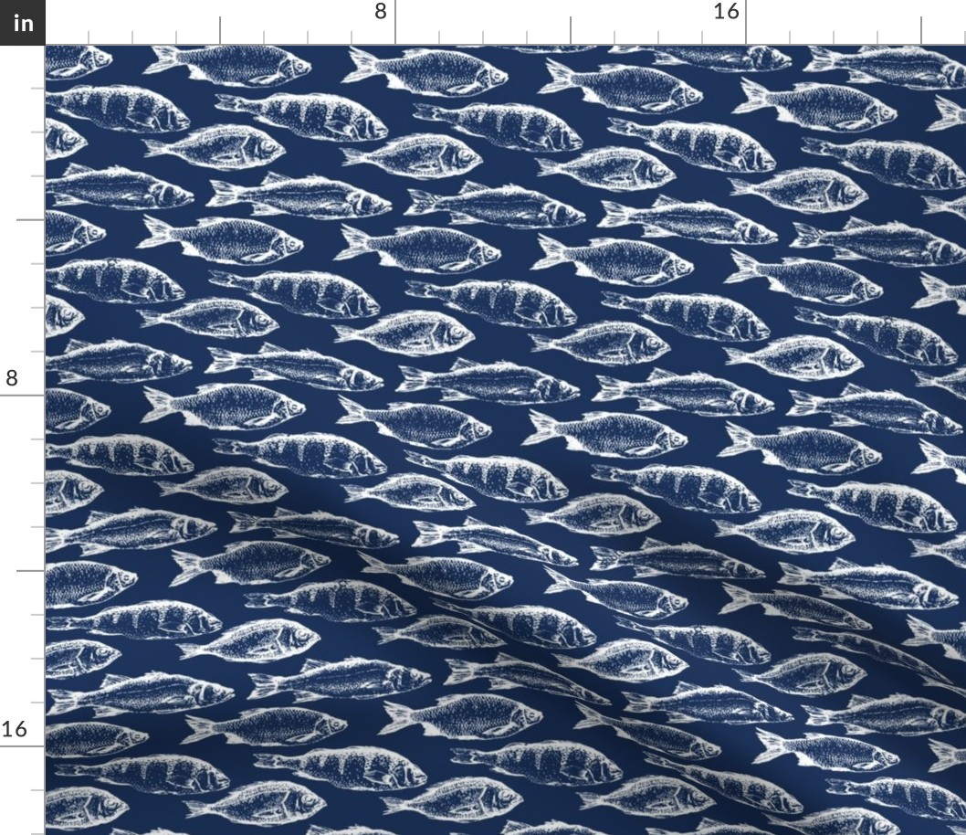 Fish Sketches on Navy // Large